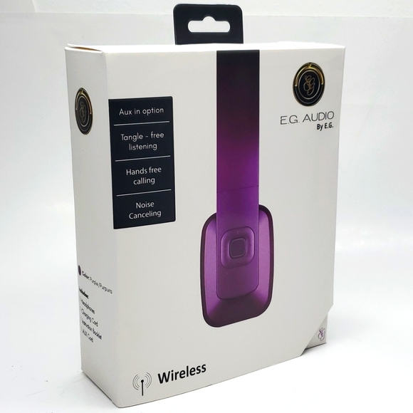 E.G. Audio Wireless Headset Noise Cancelling Hands Free Calling inPurp…